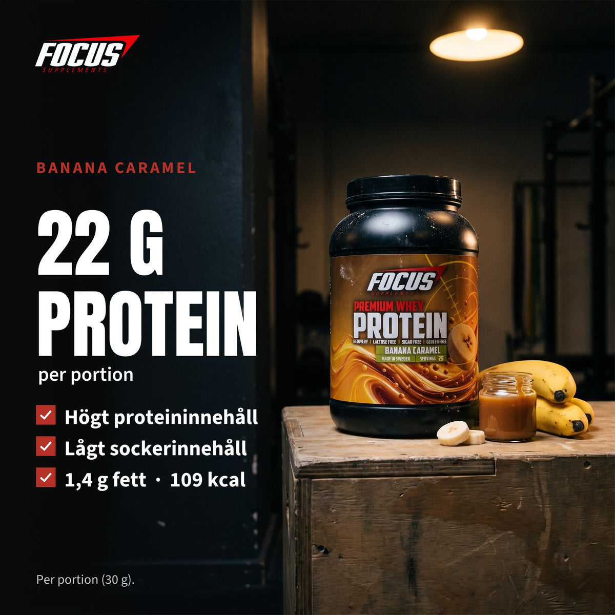 Banana Caramel - smakbild näring: protein, socker, fett och kcal per portion