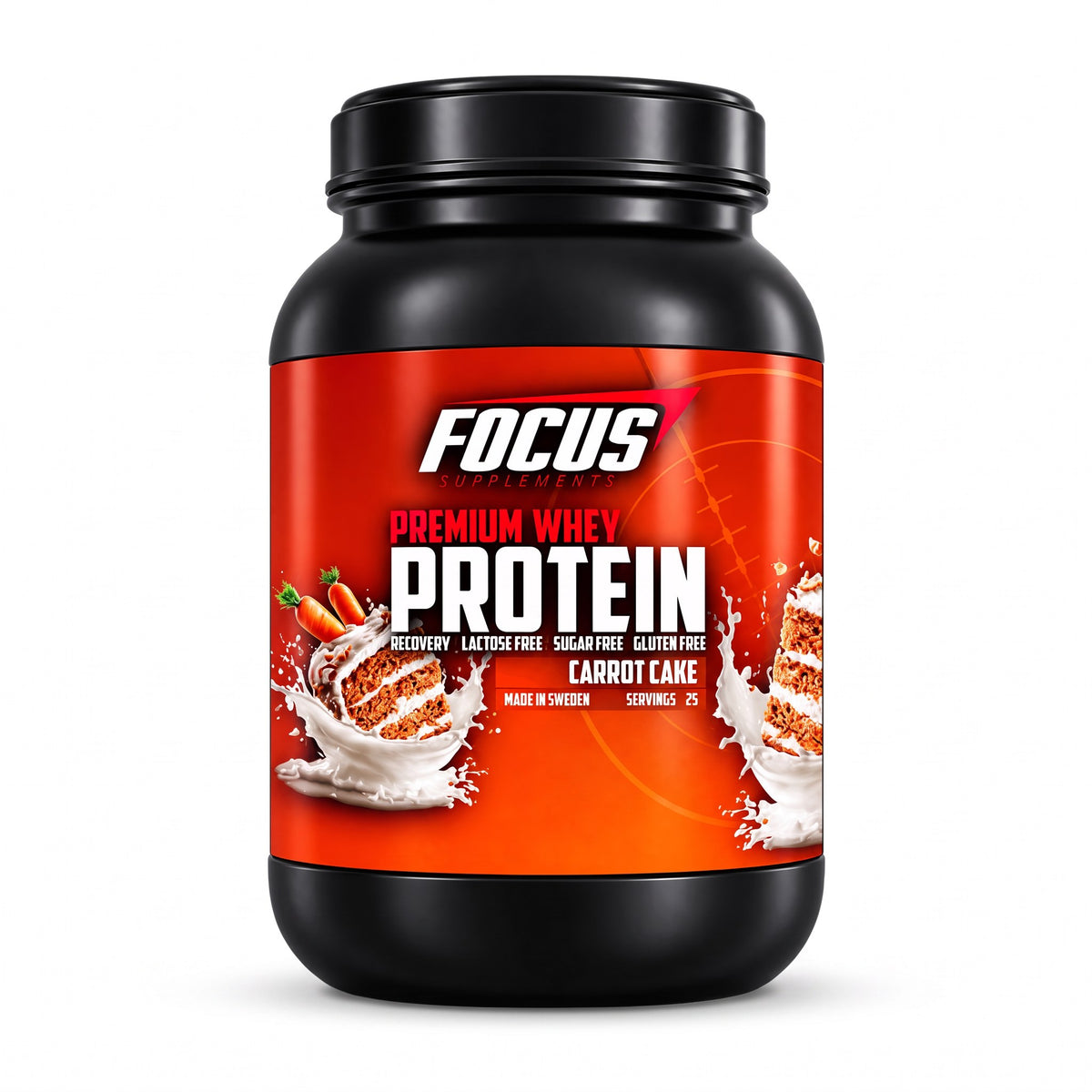 Premium Whey Protein Carrot Cake förpackning