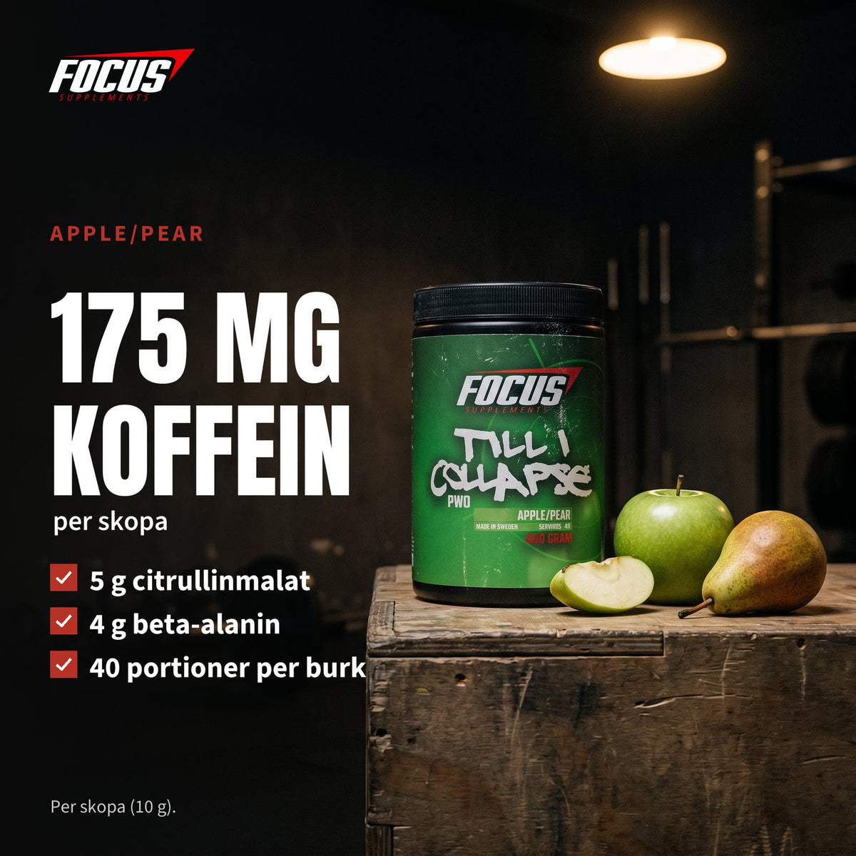 Apple/Pear - smakbild näring: 175 mg koffein per skopa
