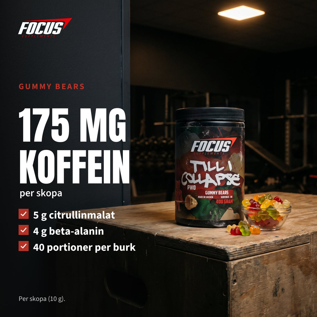 Gummy Bears - smakbild näring: 175 mg koffein per skopa
